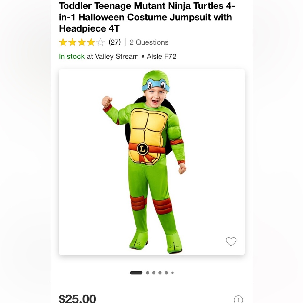 4T ninja turtle costume